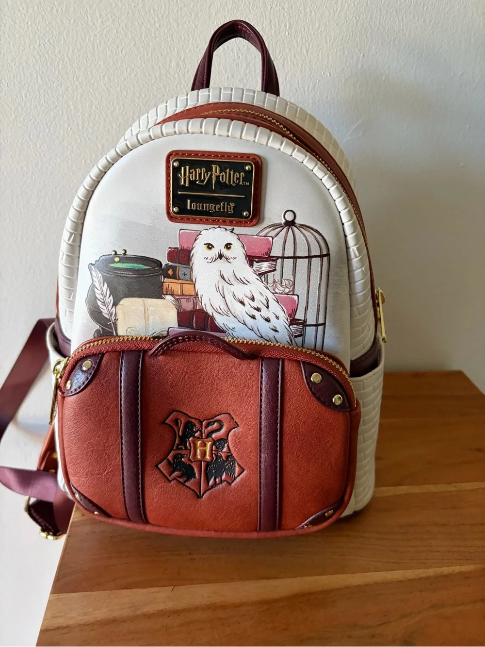 Loungefly White and Brown Harry Potter Owl Mini Backpack
